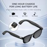 BRIBEJAT AI Smart Glasses with Camera, 800W HD Camera Glasses for Photos, 1080P Video Recording, Real time Translation, AI Voice Assistant, Bluetooth Audio, WiFi Transfer for Vlogging, Sports, Travel