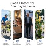 Aovemt AI Smart Glasses with Camera – 1080P HD Video & Audio, Real-Time Translation, ChatGPT Assistant, Bluetooth Smart Sunglasses with Noise Reduction, Prescription Lenses Compatible