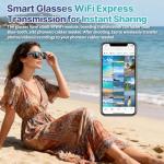 Hyliaty AI Smart Glasses with Camera, HD 800W Anti-Shake Camera Glasses Bluetooth Sunglasses for Men Women 32Gb Support Chart GPT, WiFi, AI Voice Assistant, Real-Time Translation, Music (Black)