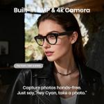 Cyxus AI Smart Camera Glasses, 8 MP Lens, 4K Photos & 1080P Video Recording AI Q&A Translation TR90 Frame Lightweight Bluetooth 5.4 Music/Calls Fast-Charge