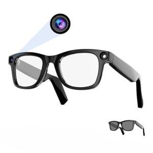 Smart AI Glasses with 80MP HD Camera, 1080P Video, Bluetooth/Wi-Fi, Voice Control & AI Recognition – Hands-Free Glasses for Recording & Translation, Photography-E03 Anti-Blue Lights &Polarized Lense