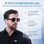 LIMU Gen 5 AI Translation Smart Sunglasses - AI Glasses with Real-Time AI Interpreter, Open-Ear Bluetooth Audio for Calls & Music, Premium 33 g Metal Frame, Travel & Business Ready for Women & Men