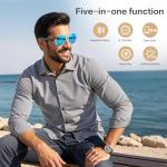 EarlySincere AI Smart Glasses, Smart Translation Glasses That Support 164 Language Translation, IP65 Waterproof Smart Sunglasses, Classic Aviator Sunglasses with Voice Assistant/AI Call/Chat GPT