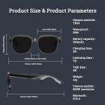 Aovemt AI Smart Glasses with Camera – 1080P HD Video & Audio, Real-Time Translation, ChatGPT Assistant, Bluetooth Smart Sunglasses with Noise Reduction, Prescription Lenses Compatible