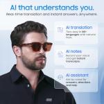 LIMU Gen 5 Smart Glasses, AI Glasses with Real-Time AI Interpreter - Open-Ear Bluetooth Glasses with Speakers, Volume & Touch Control, Wear-Sensor Auto On/Off, Brown TR90 Frame for Women & Men