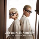 AI Smart Glasses with 4K HD Camera for Photos & Videos, Hands-Free Vlog Recording, Powered by ChatGPT, Open-Ear Audio, Ultra-Light Design for Outdoor, Pet & Kid Moments,wide-face design,Midnight Black