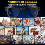 NILUTO Upgraded AI Smart Glasses with Camera 8MP HD1080P Video Glasses with Camera and Audio -Video Recording Glasses with Audio, Video Glasses, Real-Time Translation