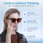 LIMU Gen 5 Smart Glasses, AI Glasses with Real-Time AI Interpreter - Open-Ear Bluetooth Glasses with Speakers, Volume & Touch Control, Wear-Sensor Auto On/Off, Brown TR90 Frame for Women & Men