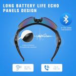 Photochromic Smart Glasses for Men & Women, Bluetooth 5.3 Sports Sunglasses with Hands-Free Calls, Open-Ear Speaker, Polarized UV400, IPX5 Waterproof, Magnetic Charging for Running Cycling(Black/Grey)