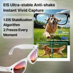 nexlenz Smart Camera Glasses–8MP Hands-Free Photo&Video,AI Object Recognition with Voice Feedback,Real-Time Translation,Bluetooth 5.3 Audio&Calls,IP67 Waterproof,Lightweight Red-White Frame