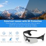 Photochromic Smart Glasses for Men & Women, Bluetooth 5.3 Sports Sunglasses with Hands-Free Calls, Open-Ear Speaker, Polarized UV400, IPX5 Waterproof, Magnetic Charging for Running Cycling(Black/Grey)