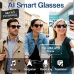 NEXLENZ Smart Glasses with Camera–8MP Hands-Free Photo & Video,Live Translation,AI Recognition with Voice Feedback,Bluetooth Audio,IP67 Waterproof Sunglasses