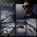 AI Smart Glasses with 4K HD Camera for Photos & Videos, Hands-Free Vlog Recording, Powered by ChatGPT, Open-Ear Audio, Ultra-Light Design for Outdoor, Pet & Kid Moments,wide-face design,Midnight Black