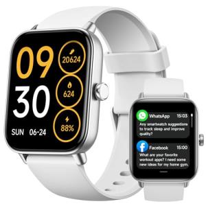 Trunsif Smart Watches for Men,1.85" HD Display Compatible iPhone/Android (Answer/Make Calls),110+ Sport Modes Fitness Tracker with Heart Rate/Sleep/Sp02 Monitor,IP68 Waterproof (White, 1.85)