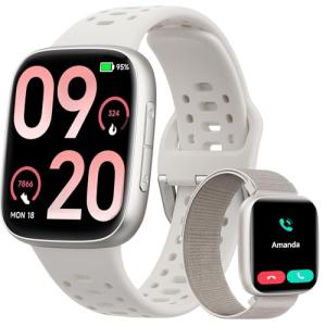 Smart Watches for Women/Men Android iPhone, [1.85" AMOLED Screen] Smartwatch Fitness Tracker 3ATM Waterproof with Bluetooth Calls, AI Control, Heart Rate/SpO2/Sleep Monitor, 7 Days Battery