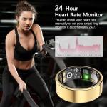 Ring Health Tracker for Women Men, Fitness Tracker with Heart Rate, Blood Oxygen, Sleep Monitor, Calories, Step Counter, IP68 Waterproof Smart Ring for iPhone & Android, No Subscription Fee (Gold, 9#)