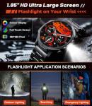 HIRREO FV15 Military Smart Watch for Men, 1.85'' HD Large Screen Smartwatch, Flashlight/5ATM Waterproof/800mAh/100+ Sports Fitness Tracker, Pedometer Mens Smart Watches for Android iOS Compatible