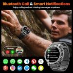 Hwagol Smart Watches for Men(Two Style Kits) Military Watch for Men with Heart Rate/Sleep Monitor/Calls/Notifications/100+ Sport Modes,1.52''HD DIY Screen Waterproof Step Tracker Sports Watch