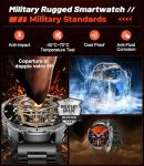 HIRREO FV15 Military Smart Watch for Men, 1.85'' HD Large Screen Smartwatch, Flashlight/5ATM Waterproof/800mAh/100+ Sports Fitness Tracker, Pedometer Mens Smart Watches for Android iOS Compatible