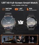 WalkerFit Military Smart Watch for Men, 1.85'' Big Screen Running Smartwatch with Calls/710 mAh Large Battery/Pedometer, Waterproof Fitness Activity Tracker for Android iOS (Black)