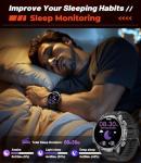 HIRREO FV15 Military Smart Watch for Men, 1.85'' HD Large Screen Smartwatch, Flashlight/5ATM Waterproof/800mAh/100+ Sports Fitness Tracker, Pedometer Mens Smart Watches for Android iOS Compatible