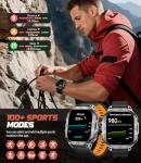 LIGE DM6 GPS Military Smart Watch for Men, 2.13'' AMOLED Always on Display Fitness Tracker, LED Flashlight/Compass/600 mAh Battery/IP68 Waterproof Smartwatch, 170+ Sports Smartwatches for Android iOS