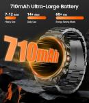 WalkerFit Military Smart Watch for Men, 1.85'' Big Screen Running Smartwatch with Calls/710 mAh Large Battery/Pedometer, Waterproof Fitness Activity Tracker for Android iOS (Black)