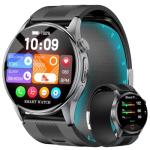 Yowow BIT Blood Pressure Smart Watch with Air Pump and Air Cuff, 1.56'' AMOLED Bluetooth Call Fitness Tracker, 24/7 Heart Rate Monitor Blood Oxygen Temperature Sleep Tracker for Android/iOS