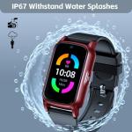 Fajocru Fall Detection Smart Watch for Seniors with GPS Tracking, SOS Alert & HD Video Call, Waterproof Fitness Tracker for Dementia/Alzheimer’s, 4G Safety (Casual, Red)