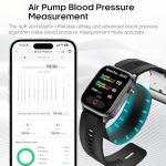 Blood Pressure Smart Watch (Answer/Make Calls), 2.06" AMOLED, Air Pump Air Bag, Fitness Tracker, Heart Rate Blood Oxygen,Body Temperature, Sleep Tracking, Health Analysis Reports,For Android/iOS