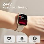 Smart Watch for Men Women, 1.83" HD Touchscreen Fitness Watch with Bluetooth Call&Message Notifications, 110+Sport Modes, 24/7 Heart Rate/Sleep Monitor, IP68 Waterproof Fitness Tracker, Champagne Gold