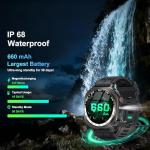 uaue Military Smart Watches for Men(Answer/Make Call), AMOLED 1.43" Smartwatch, Flashlight/130+ Sports/Heart Rate/Sleep Monitor/Fitness Activity Tracker, IP68 Waterproof Fitness Watch for Android iOS