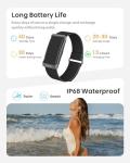 Smart Bracelet, Health Fitness & Activity Tracker with All-Day Continuous Heart Rate/Blood Pressure Monitor, Sleep Tracker, 170+ Sport Modes, 60 Day Battery & Free App, IP68 Smart Band for Android IOS