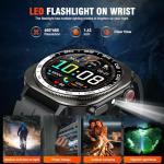 uaue Military Smart Watches for Men(Answer/Make Call), AMOLED 1.43" Smartwatch, Flashlight/130+ Sports/Heart Rate/Sleep Monitor/Fitness Activity Tracker, IP68 Waterproof Fitness Watch for Android iOS