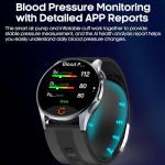 Yowow BIT Blood Pressure Smart Watch with Air Pump and Air Cuff, 1.56'' AMOLED Bluetooth Call Fitness Tracker, 24/7 Heart Rate Monitor Blood Oxygen Temperature Sleep Tracker for Android/iOS