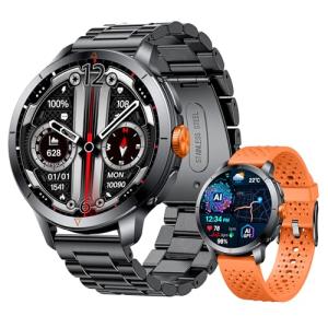 LZBWOL Smart Watch for Men (Answer/Make Call), Built-in GPS, Compass, 1.60" AMOLED, 5ATM Waterproof, Heart Rate SpO2 Sleep Monitor, iPhone Android - Orange