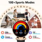 uaue Smart Watches for Women Android IOS, 1.2'' AMOLED Ultra-Clear Screen Fitness Trackers with Bluetooth Call (Answer/Make), Smartwatch with Heart Rate,Sleep Monitor, IP68 Waterproof,100+ Sports Mode