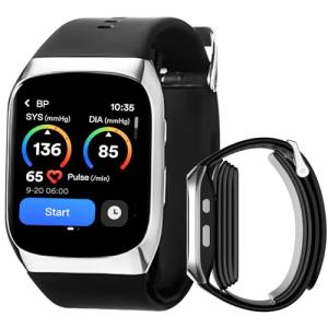 Blood Pressure Smartwatch with Dual Patented Cuff, Wrist BP Monitor Watch 24/7 Sleep Stress Monitoring, Sports Tracking App for Android and iOS Blood Pressure Watch Supports Data Sharing