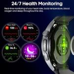 Yowow BIT Blood Pressure Smart Watch with Air Pump and Air Cuff, 1.56'' AMOLED Bluetooth Call Fitness Tracker, 24/7 Heart Rate Monitor Blood Oxygen Temperature Sleep Tracker for Android/iOS
