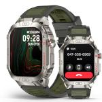 ZHUANLEMA Military Smart Watch for Men, 2.02" Outdoor Sport Smartwatch with Flashlight, Heart Rate Blood Oxygen Blood Pressure Sleep, 100+ Sport Modes Fitness Tracker Compatible Android and iOS Green