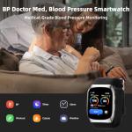 Blood Pressure Smartwatch with Dual Patented Cuff, Wrist BP Monitor Watch 24/7 Sleep Stress Monitoring, Sports Tracking App for Android and iOS Blood Pressure Watch Supports Data Sharing
