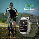 ZHUANLEMA Military Smart Watch for Men, 2.02" Outdoor Sport Smartwatch with Flashlight, Heart Rate Blood Oxygen Blood Pressure Sleep, 100+ Sport Modes Fitness Tracker Compatible Android and iOS Green