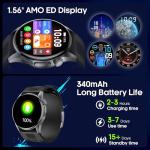 Yowow BIT Blood Pressure Smart Watch with Air Pump and Air Cuff, 1.56'' AMOLED Bluetooth Call Fitness Tracker, 24/7 Heart Rate Monitor Blood Oxygen Temperature Sleep Tracker for Android/iOS