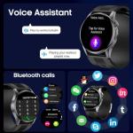 Yowow BIT Blood Pressure Smart Watch with Air Pump and Air Cuff, 1.56'' AMOLED Bluetooth Call Fitness Tracker, 24/7 Heart Rate Monitor Blood Oxygen Temperature Sleep Tracker for Android/iOS
