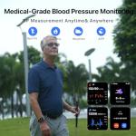 Blood Pressure Smartwatch with Dual Patented Cuff, Wrist BP Monitor Watch 24/7 Sleep Stress Monitoring, Sports Tracking App for Android and iOS Blood Pressure Watch Supports Data Sharing