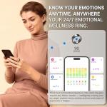 Mworld Smart Ring, Fitness & Health Tracker with Emotional AI Analysis, Sleep Monitor, Heart Rate/SpO2 Tracking, 10ATM Waterproof for Men and Women - Ceramic Material (Black, 11)