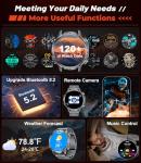 Militrary Smart Watch for Men,1.85" HD/800mAh Battery Smart watches for Android/iOS (Bluetooth Call Answer/Calls)Fitness Tracker,100+ Sports/LED Flashlight/IP68 Waterproof/Sleep Tracker Smartwatch