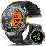 Foxhawk Military Smart Watches with GPS Tracker, 1.45” HD Rugged Smart Watch with LED Flashlight Compass, 3ATM Waterproof Tactical Smartwatch for iOS Android, Fitness Watch for Men Bluetooth Calling