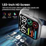 Smart Watch with Alexa Built-in, 1.83" HD Touchscreen Fitness Tracker with Bluetooth Calling, Fitness Watch with Heart Rate/Sleep Monitor/120+ Sports, IP68 Waterproof Smartwatch for Android iOS, Gray