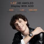 Kieslect Smart Watch for Men Women, Compatible with Android & iPhone, 1.43" AMOLED Screen Fitness Tracker with Answer/Make Calls, IP68 Waterproof Heart Rate/Sleep/SpO2 Monitor, 100+ Sports Modes